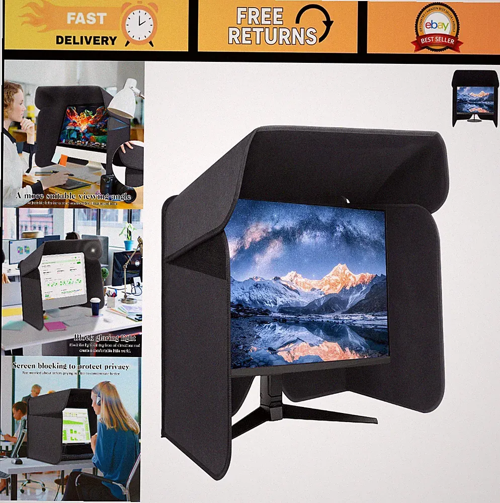27" Adjustable Monitor Sunshade Hood for Gaming, Office & Photo Editing - Univer
