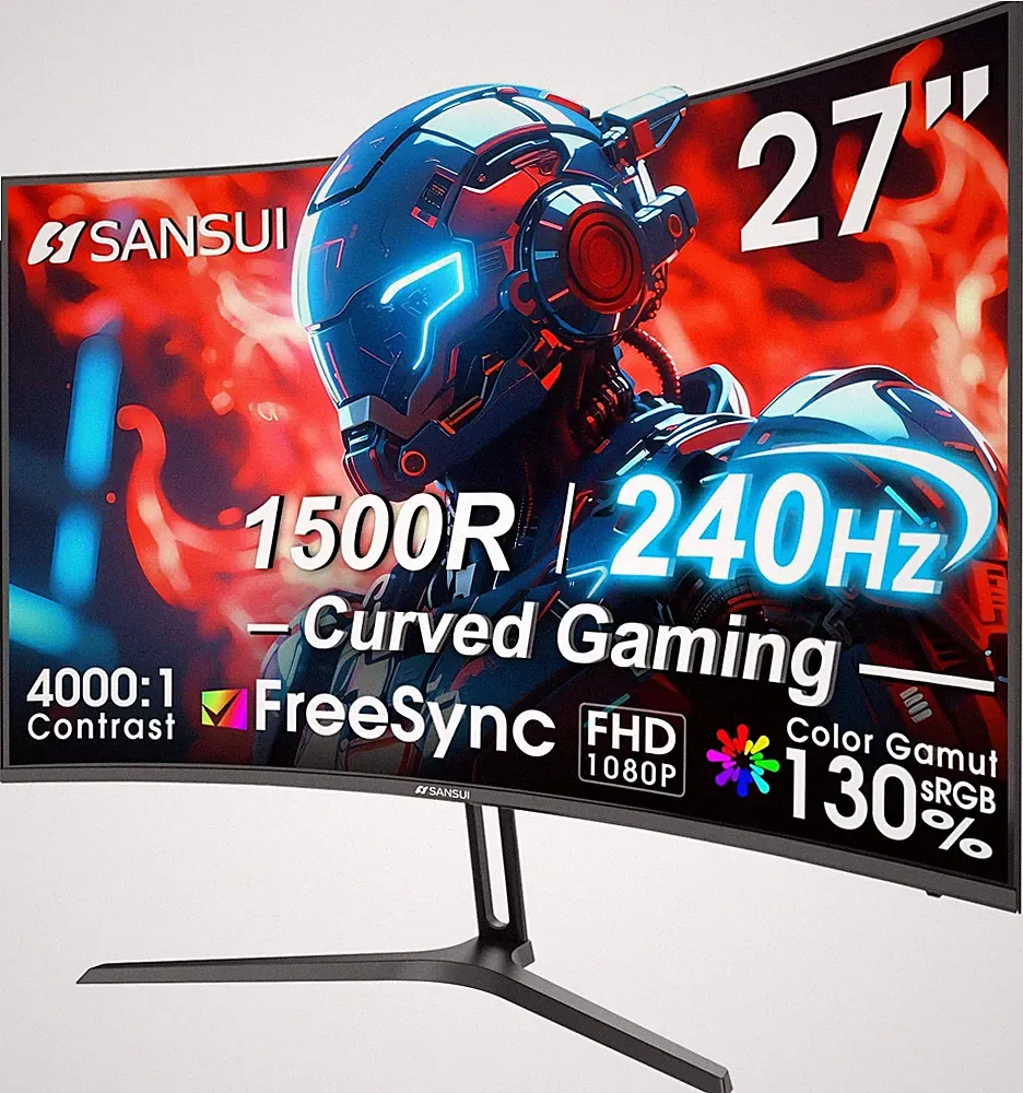 27" Curved 240Hz 1080P Gaming Monitor 1ms FreeSync HDR 1500R HDMI DP