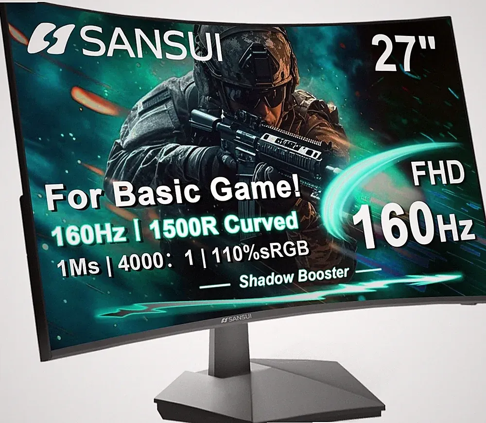 27" Curved Gaming Monitor 160Hz 144Hz FHD 1080P, 1ms MPRT, FreeSync, HDR, HDMI D
