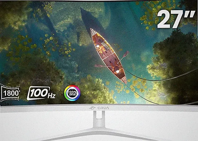 27" Curved Monitor 100Hz Full HD 1920x1080P VA Panel 1800R Gaming Office White