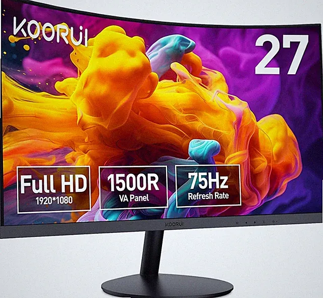 27" Curved Monitor - FHD 1080P, 75Hz, 1500R, HDMI/VGA, Tilt Adjustable, Eye Care