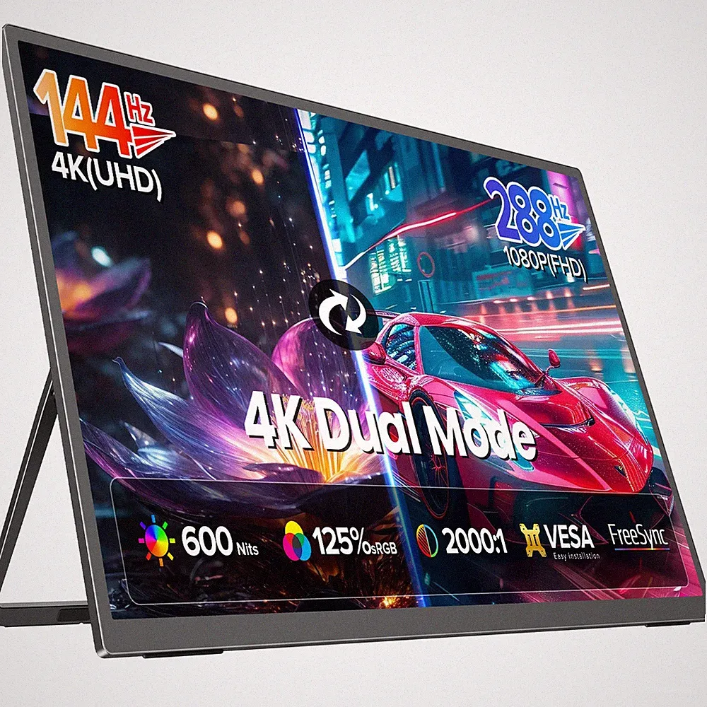 27” Dual Mode 4K UHD 144Hz/FHD 288Hz Portable Gaming Monitor USB-C &HDMI& DP 1.4