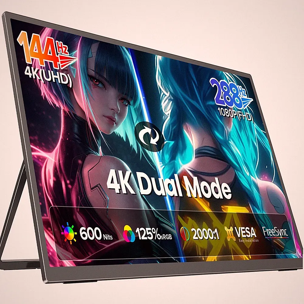 27" Dual Mode Portable Gaming Monitor 4K UHD 144Hz / FHD 288Hz w/USB-C HDMI DP