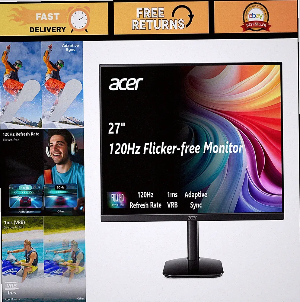 27" FHD 1920x1080 IPS 120Hz Gaming Monitor - Perfect for Gaming & Office Use