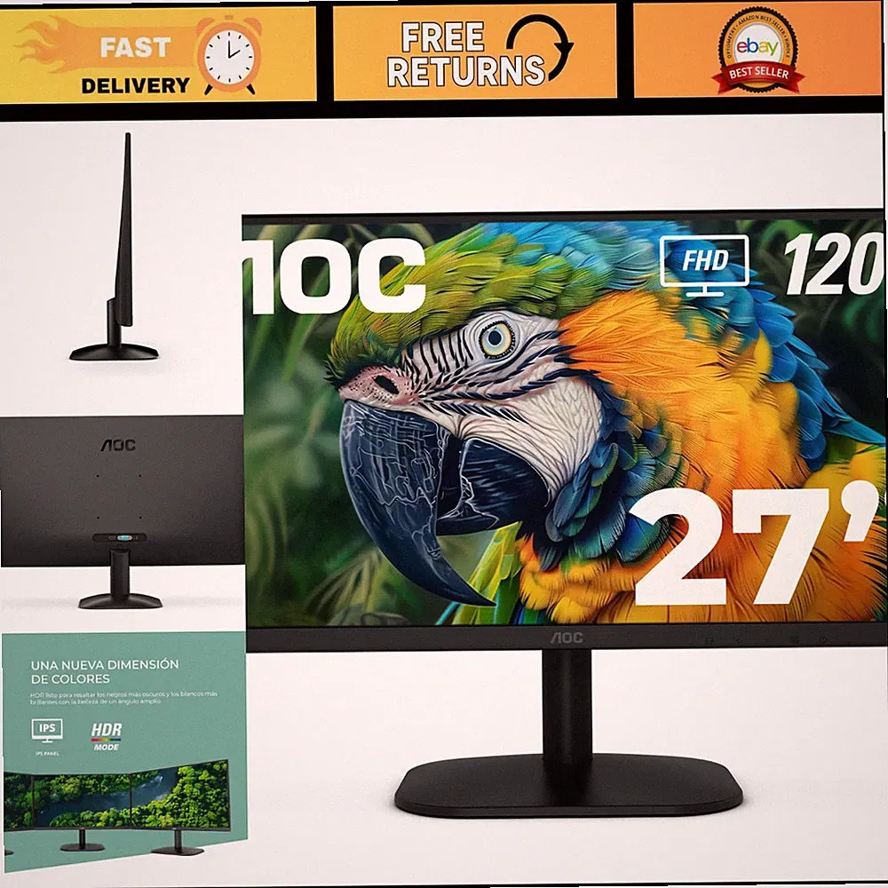 27" FHD Computer Monitor, 120Hz Fast IPS, HDR Gaming Display, Ultra-Slim Design