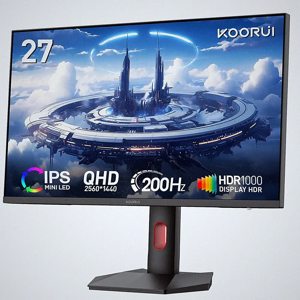 27 Gaming Monitor 1440P Mini LED 200Hz 1ms HDR KOORUI S2721PM Adjustable DCI-P3