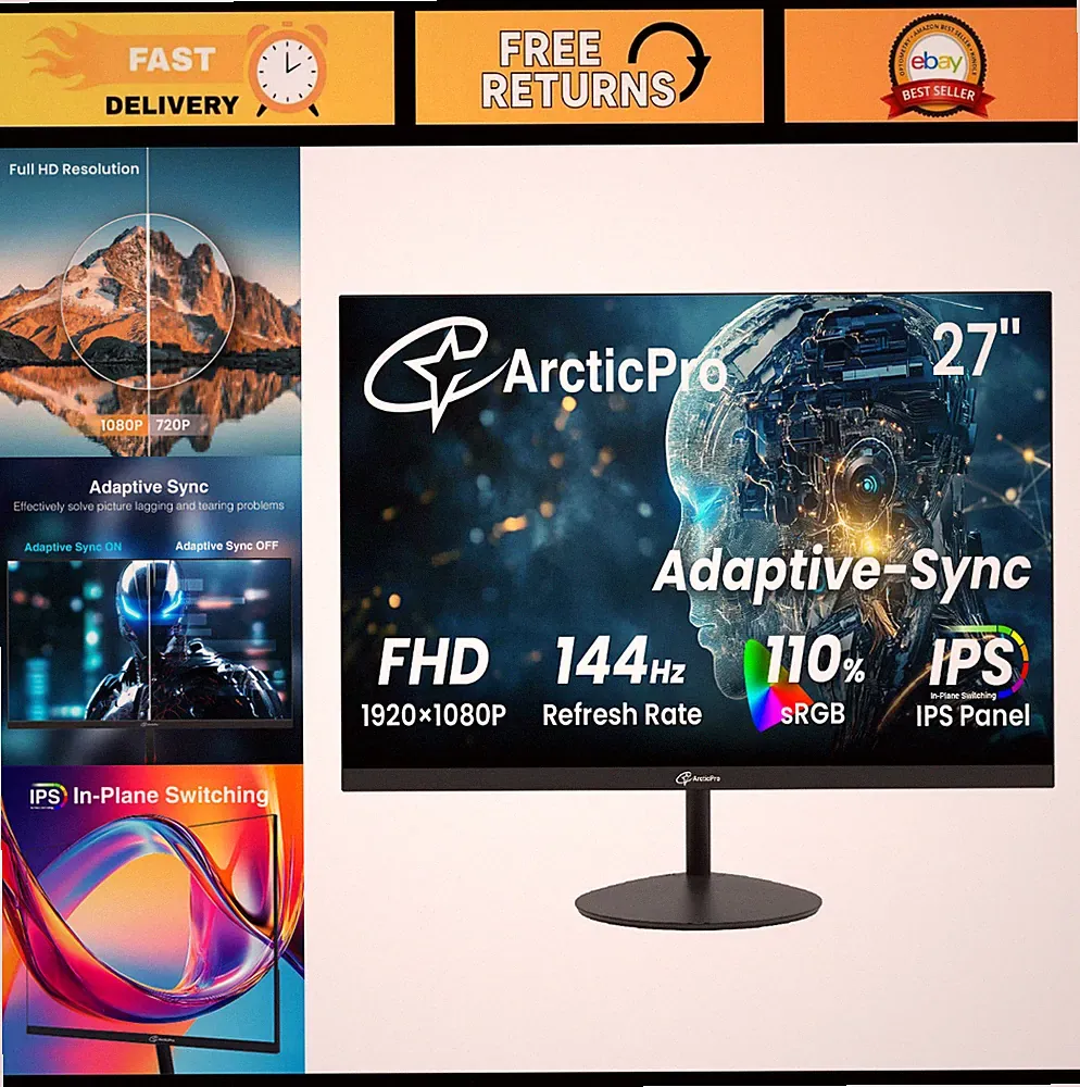 27" Gaming Monitor 144Hz FHD 1080p, IPS Display, Ultra-Slim, Low Input Lag