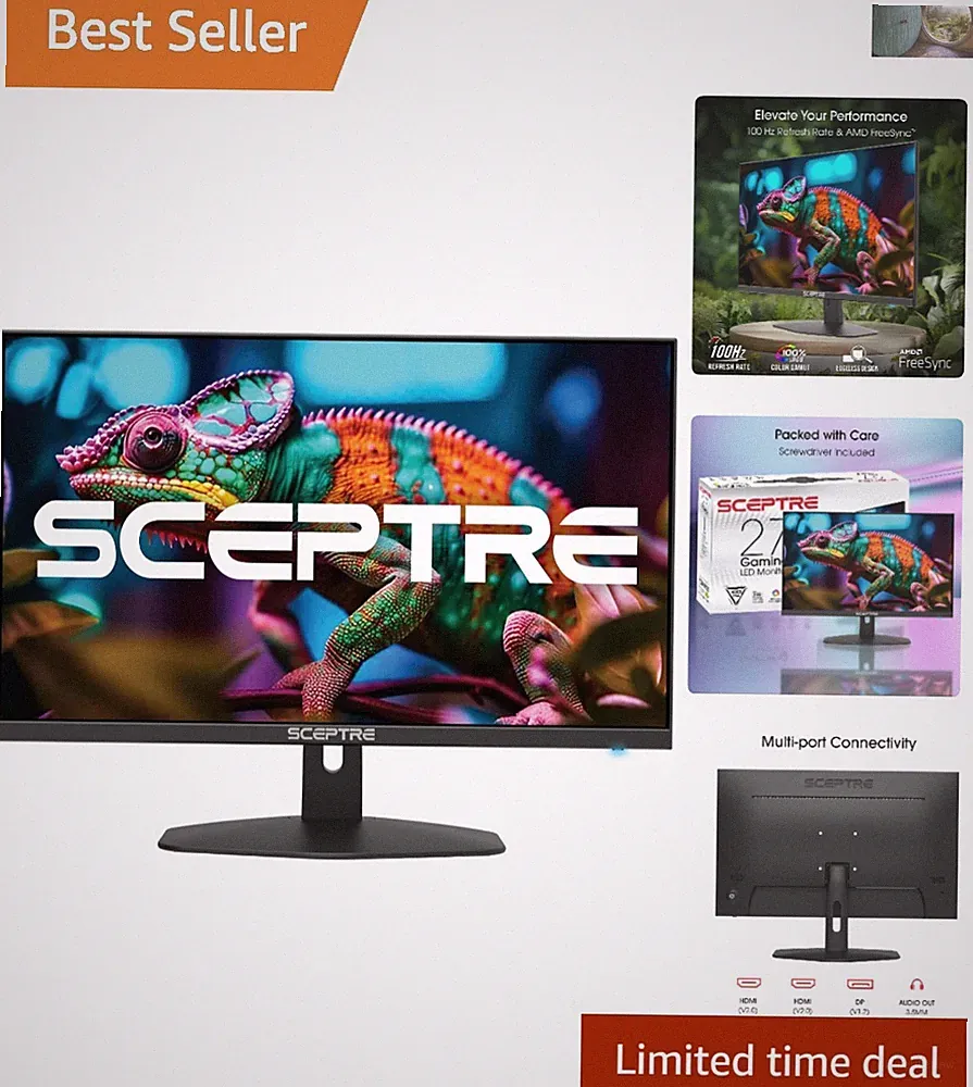 27-Inch 100% sRGB Monitor: Perfect for Gaming, Video Editing & Work - VESA Ready