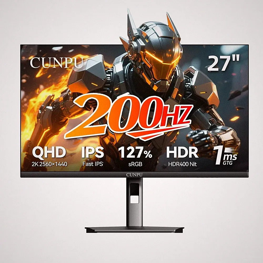 27 Inch 1440P 200Hz Adaptive Sync Gaming Monitor 1ms HDR10 DP HDMI Black