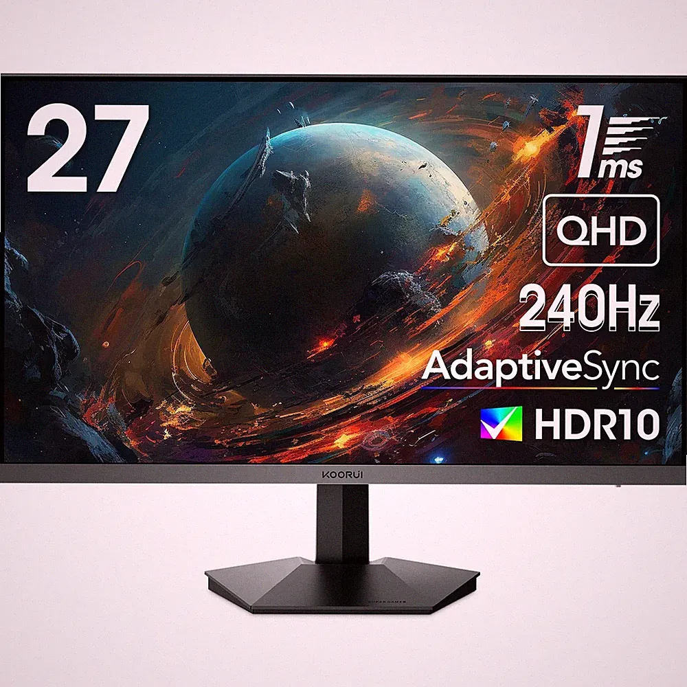 27 Inch 1440P 240Hz Tilt Gaming Monitor 1ms HDR10 DP HDMI Black