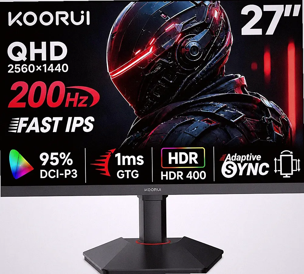 27 Inch 1440P Gaming Monitor 200Hz, 1Ms, Fast IPS Screen, HDR400, 95% DCI-P3 Col