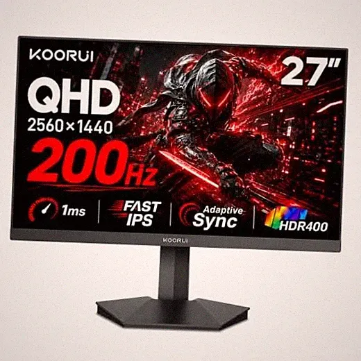 27 Inch 1440p Gaming Monitor, 200Hz Fast IPS, 1ms, HDR400 27"/WQHD/200Hz/IPS