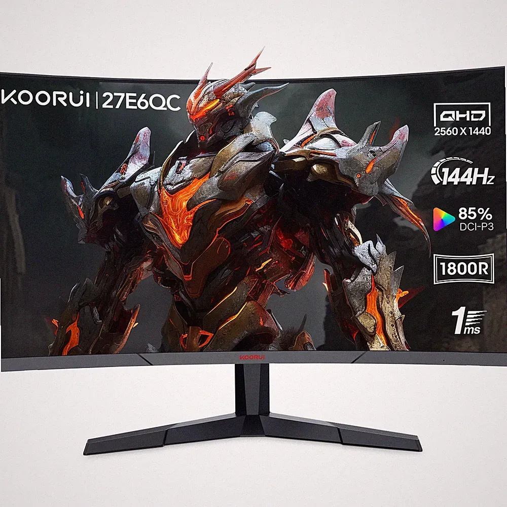 27 Inch 2K QHD 144Hz 1Ms Curved Gaming Monitor,Adpitive-Sync Technology,100% Srg