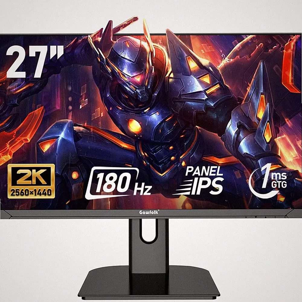 27 Inch 2K QHD 180Hz Gaming Monitor 1ms FreeSync 75x75 GF600A Black Gawfolk 1440