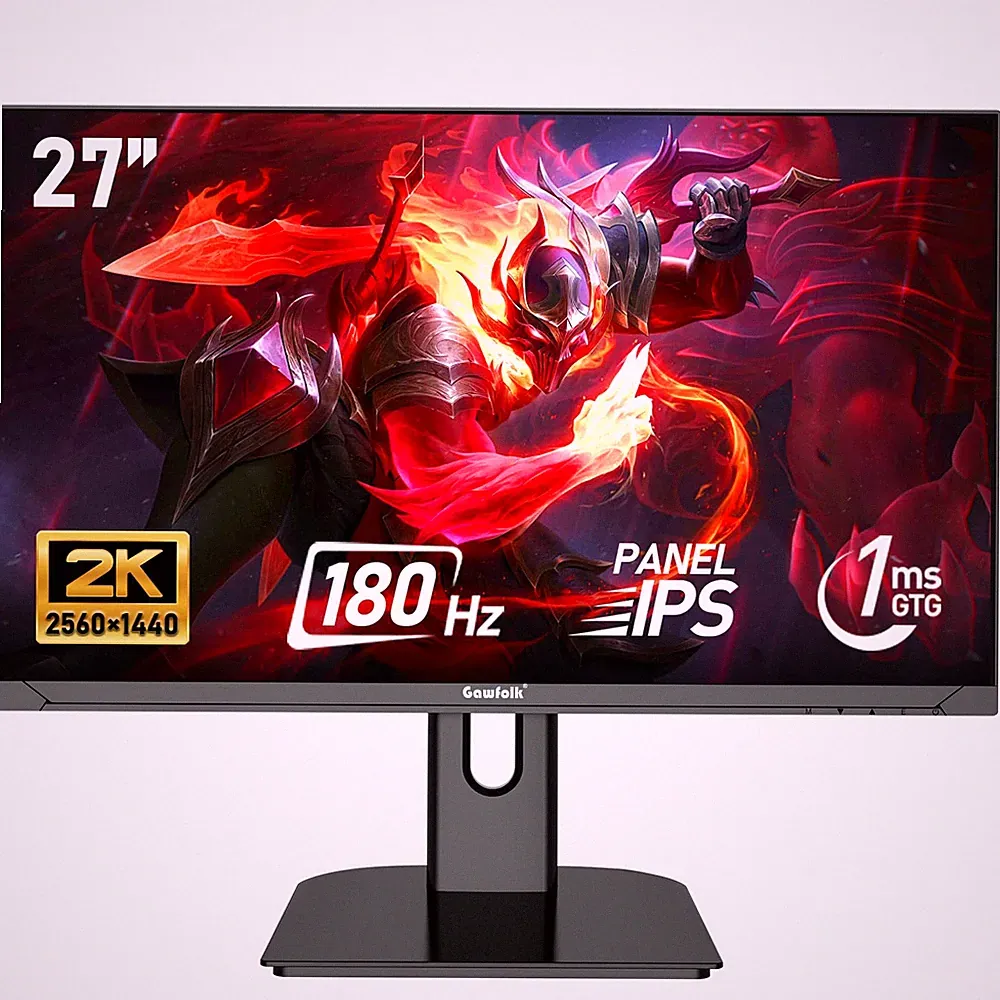 27 inch 2K QHD(2560×1440) PC Screen, 180Hz Gaming Monitor, 1ms Without Bezel