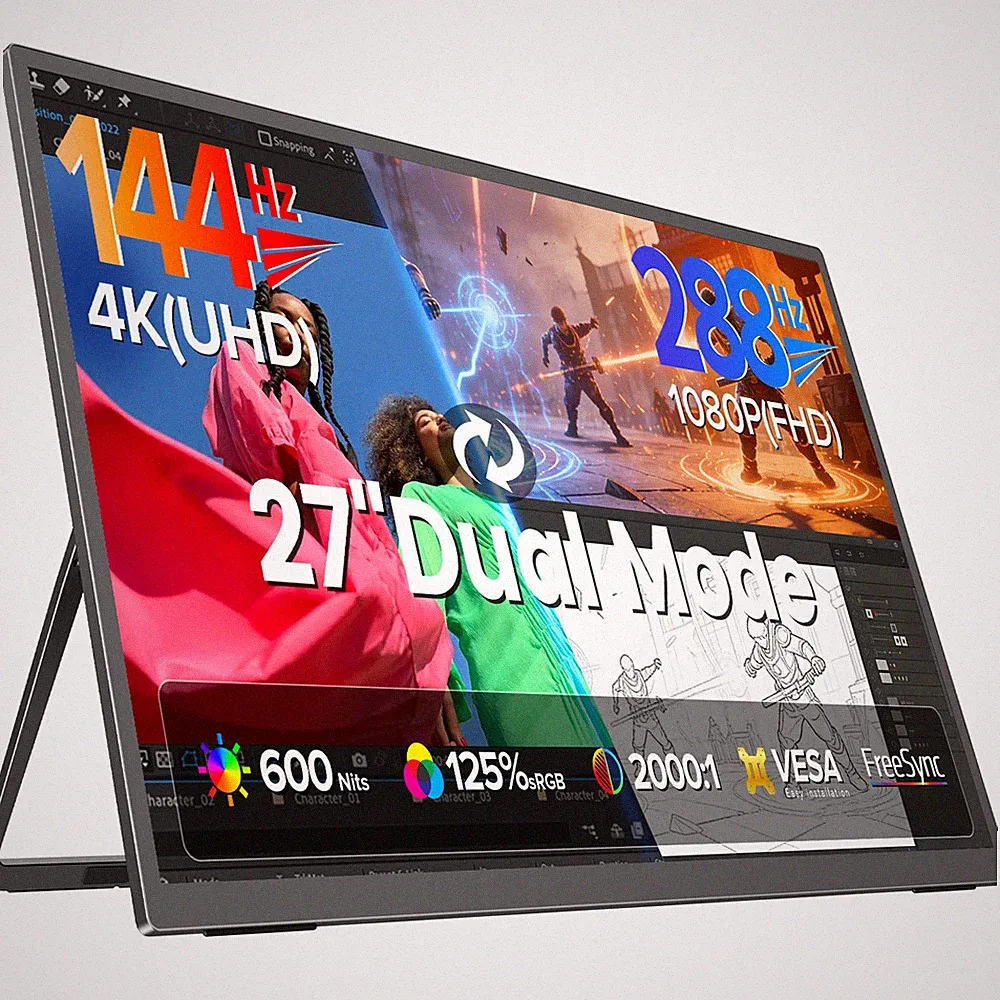 27 Inch 4K 288Hz Gaming Monitor 3840x2160 Portable Monitor for Laptop PS4/5 Xbox