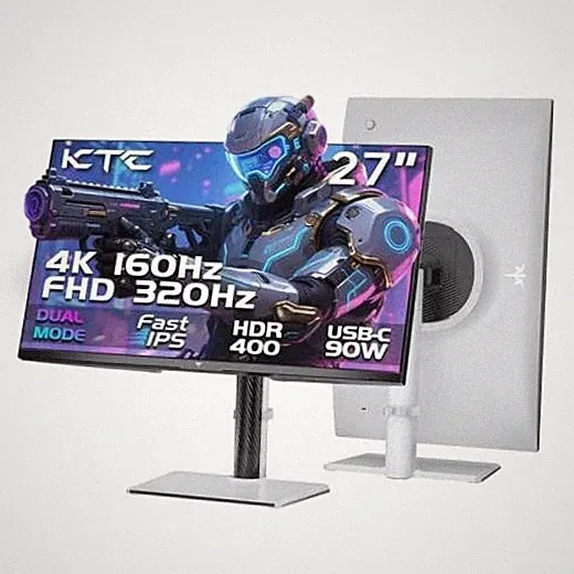 27 Inch 4K Gaming Monitor, Dual Mode UHD 160Hz & FHD 320Hz, H27P6 27-inch White