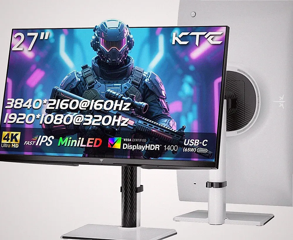 27 Inch 4K MiniLED Gaming Monitor, UHD 3840x2160 Dual Mode 4K 160Hz/FHD 320Hz...