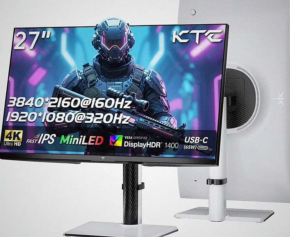 27 Inch 4K MiniLED Gaming Monitor, UHD 3840x2160 Dual Mode 4K 160Hz/FHD 320Hz...