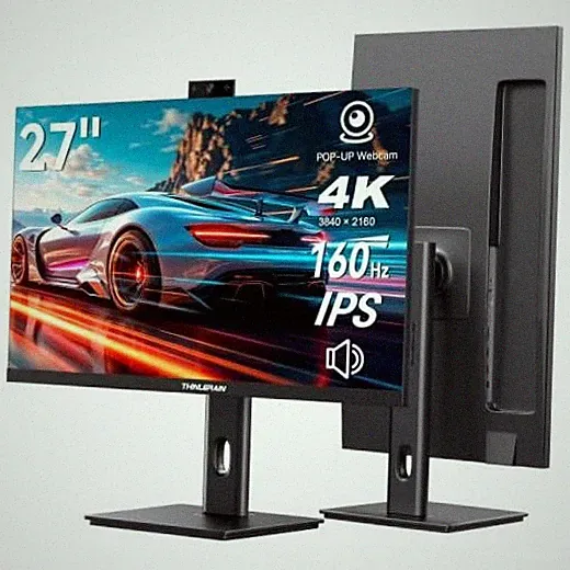 27 Inch 4K Monitor with Webcam - 160Hz UHD 3840x2160 IPS Vertical Gaming