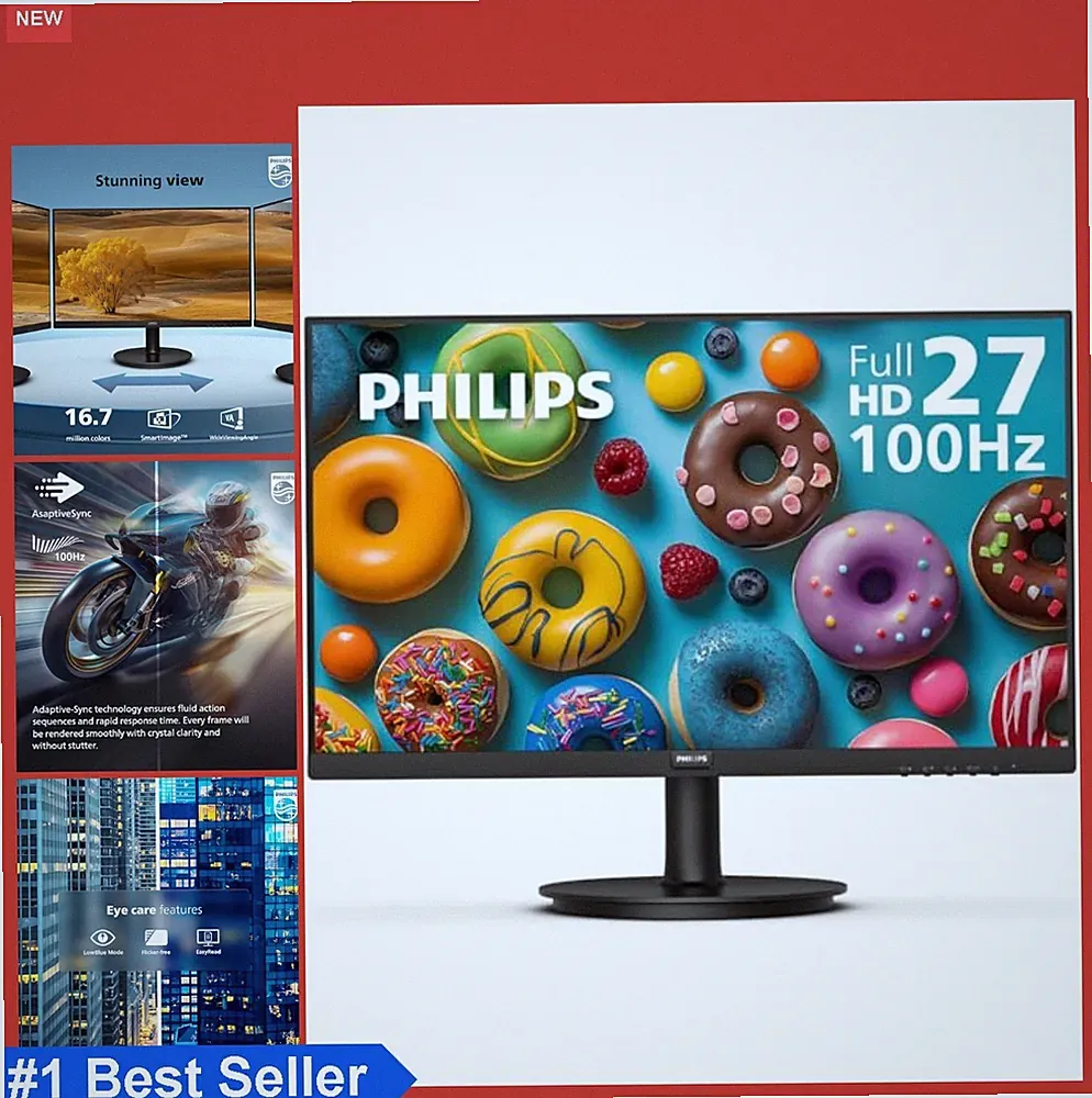 27 Inch Computer Monitor FHD 1920x1080 100Hz VA Panel HDMI VGA VESA Mount Eye