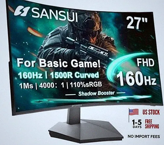 27 Inch Curved 160Hz Gaming Monitor, 1500R Curved Computer Gaming 27.0001