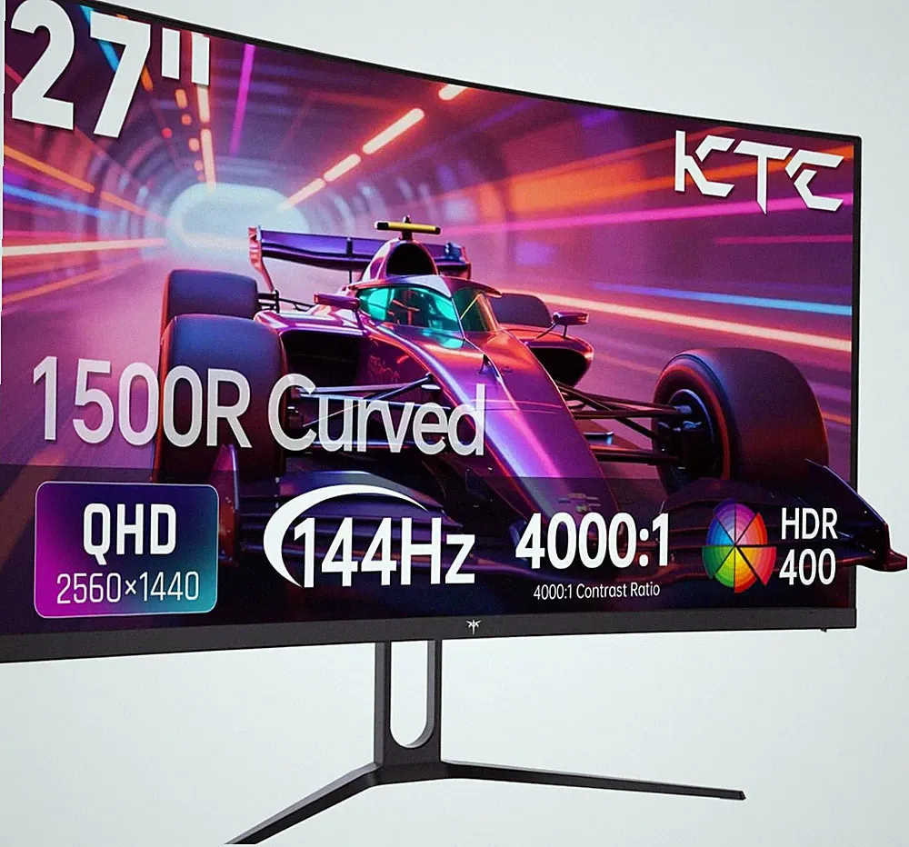 27 Inch Curved Gaming Monitor, 1440P QHD 144Hz PC Monitor, 1500R Computer Displa