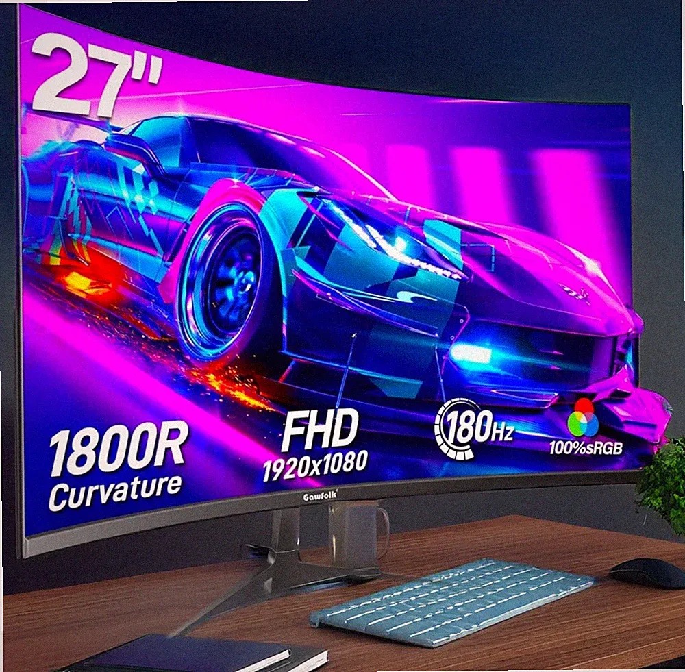 27 inch Curved Gaming Monitor,144Hz/180Hz PC Full HD 1080P Frameless 1800R Black