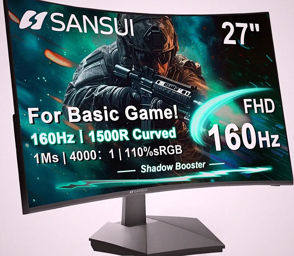 27 Inch Curved Gaming Monitor, 160Hz 144Hz FHD 1080P, 1500R Curved