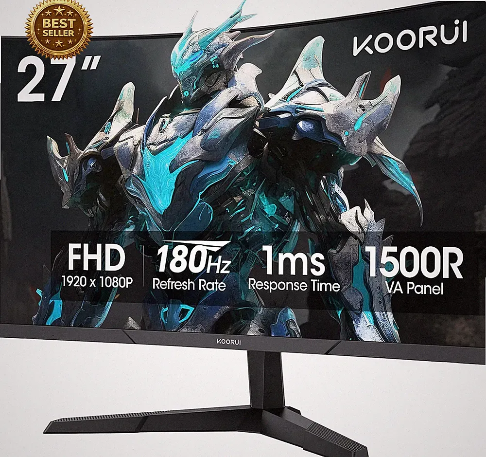 27 Inch Curved Gaming Monitor 180Hz FHD 1080P 1500R VA HDMI DP VESA For FPS Mode
