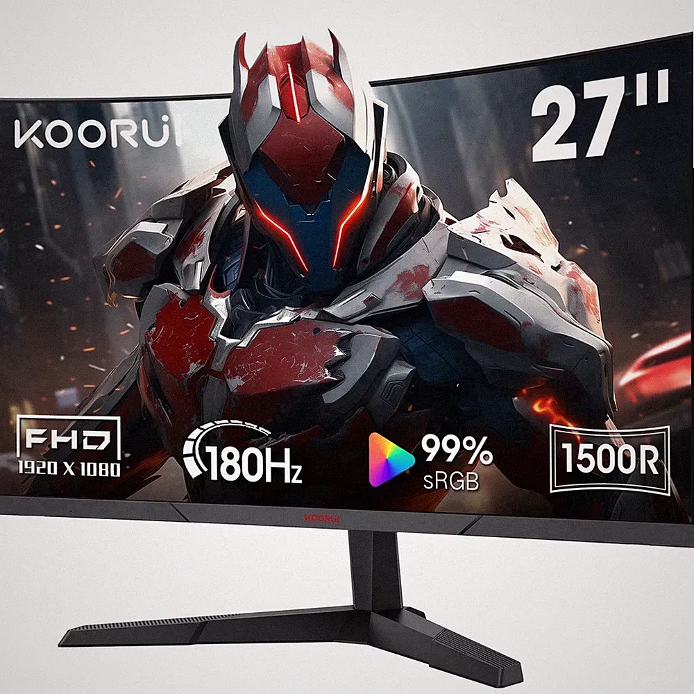 27 Inch Curved Gaming Monitor, 180Hz FHD Computer Monitors, 99% Srgb, Adaptive-S