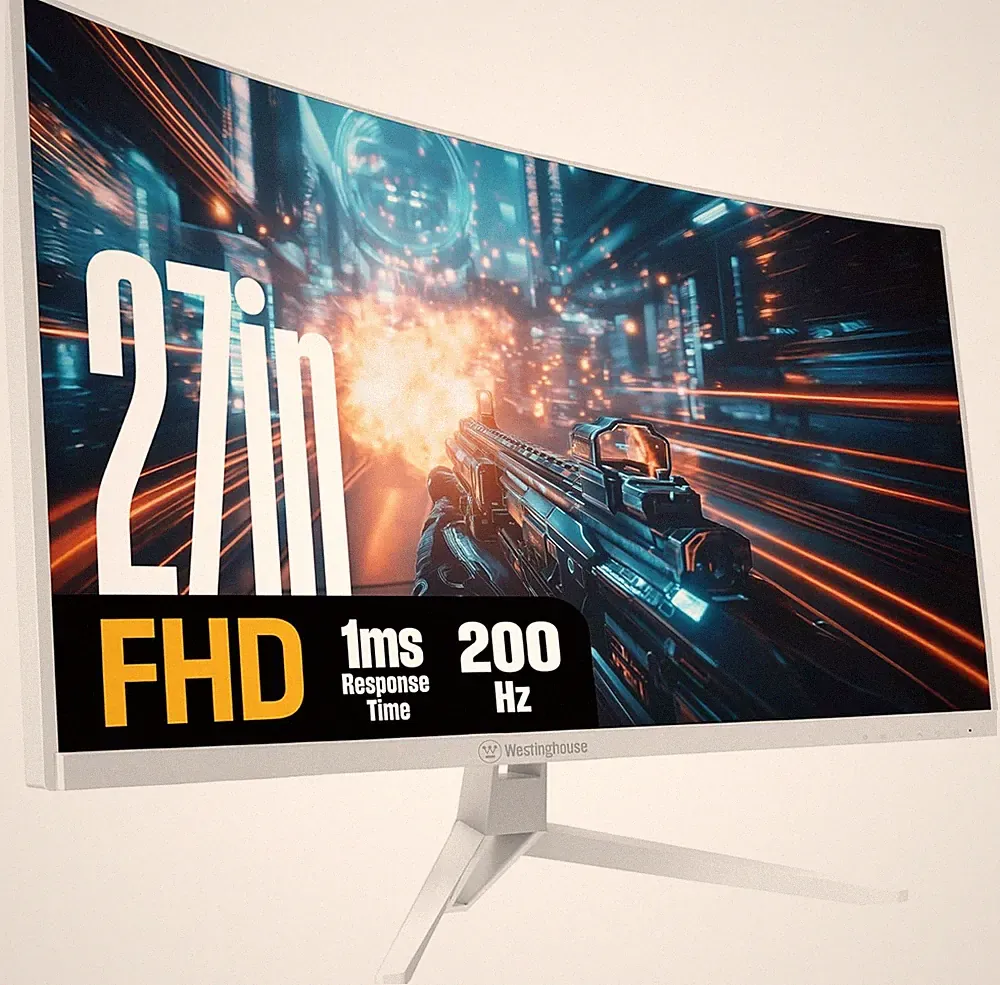 27 Inch Curved Gaming Monitor, 200Hz, 1Ms, FHD 1080P, 3000:1 Contrast Ratio, 118