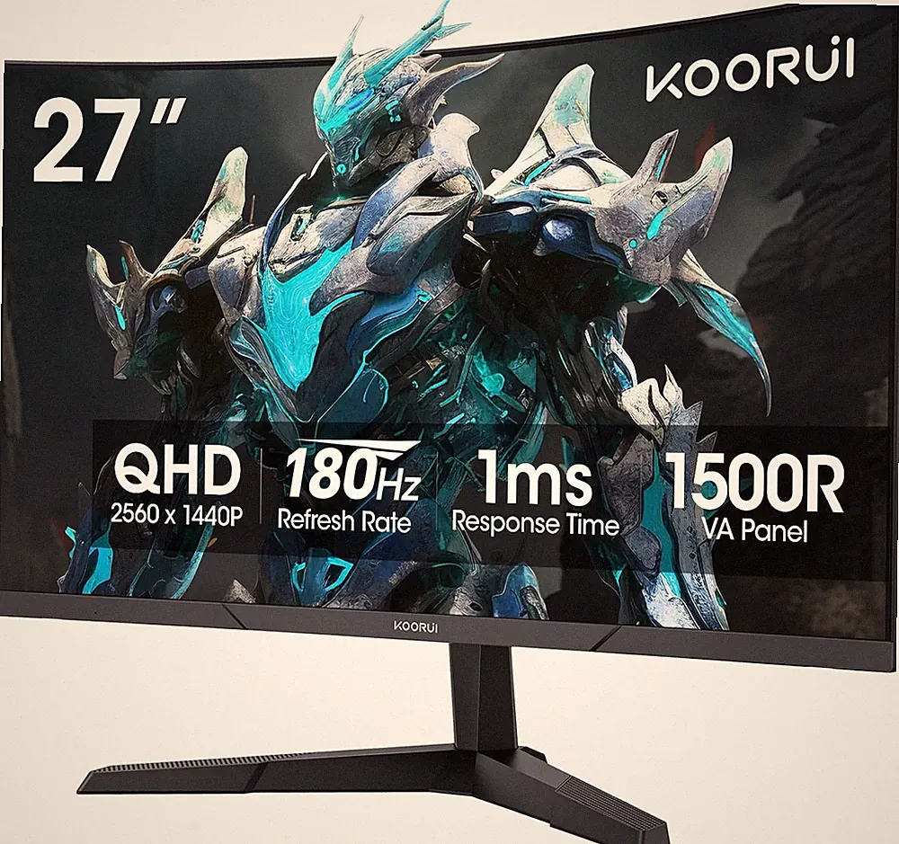 27 Inch Curved Gaming Monitor QHD (2560 X 1440) 180Hz, 1Ms 1500R Display, Adapti