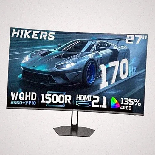 27 Inch Curved Monitor 170Hz 144Hz, 2K 1440P Computer Gaming Monitor 27 inch