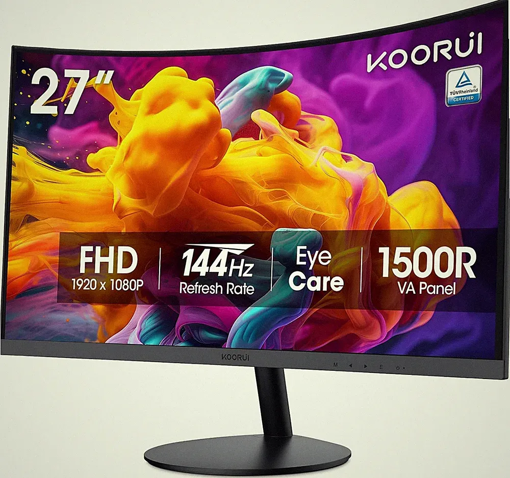 27 Inch Curved Monitor FHD 1080P 144Hz Gaming Office Computer Monitors, 1500R PC