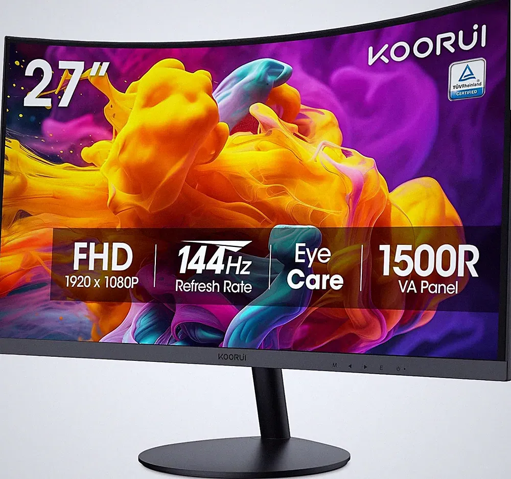 27 Inch Curved Monitor FHD 1080P 144Hz Gaming Office Computer Monitors, 1500R PC