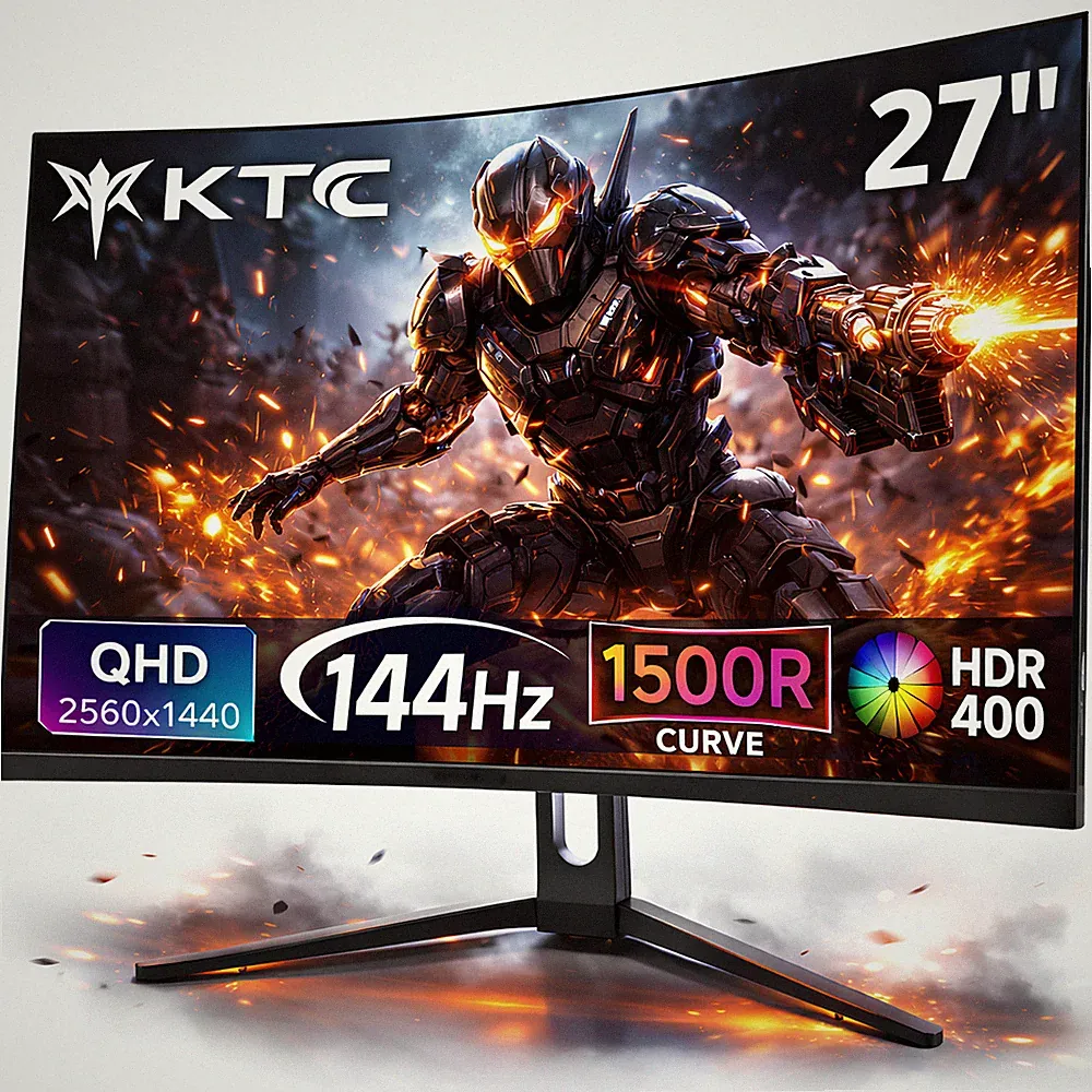 27 Inch Curved Monitor KTC H27S5C 1440P 144Hz QHD Gaming Screen Adaptive Sync