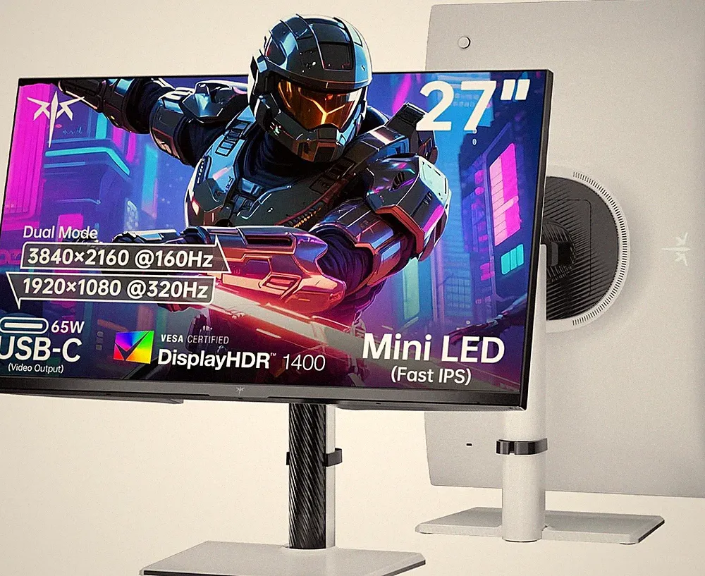 27 Inch Dual Mode Mini LED Monitor - 4K UHD at 160Hz & 1080P FHD 320Hz Gaming Mo