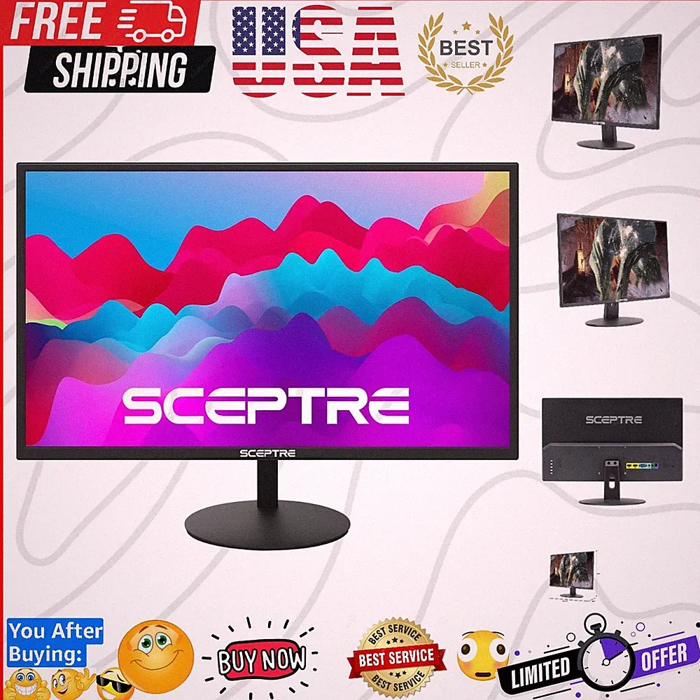 27-Inch FHD LED Gaming Monitor 75Hz 2X HDMI VGA Build-in Speakers, Ultra Slim...