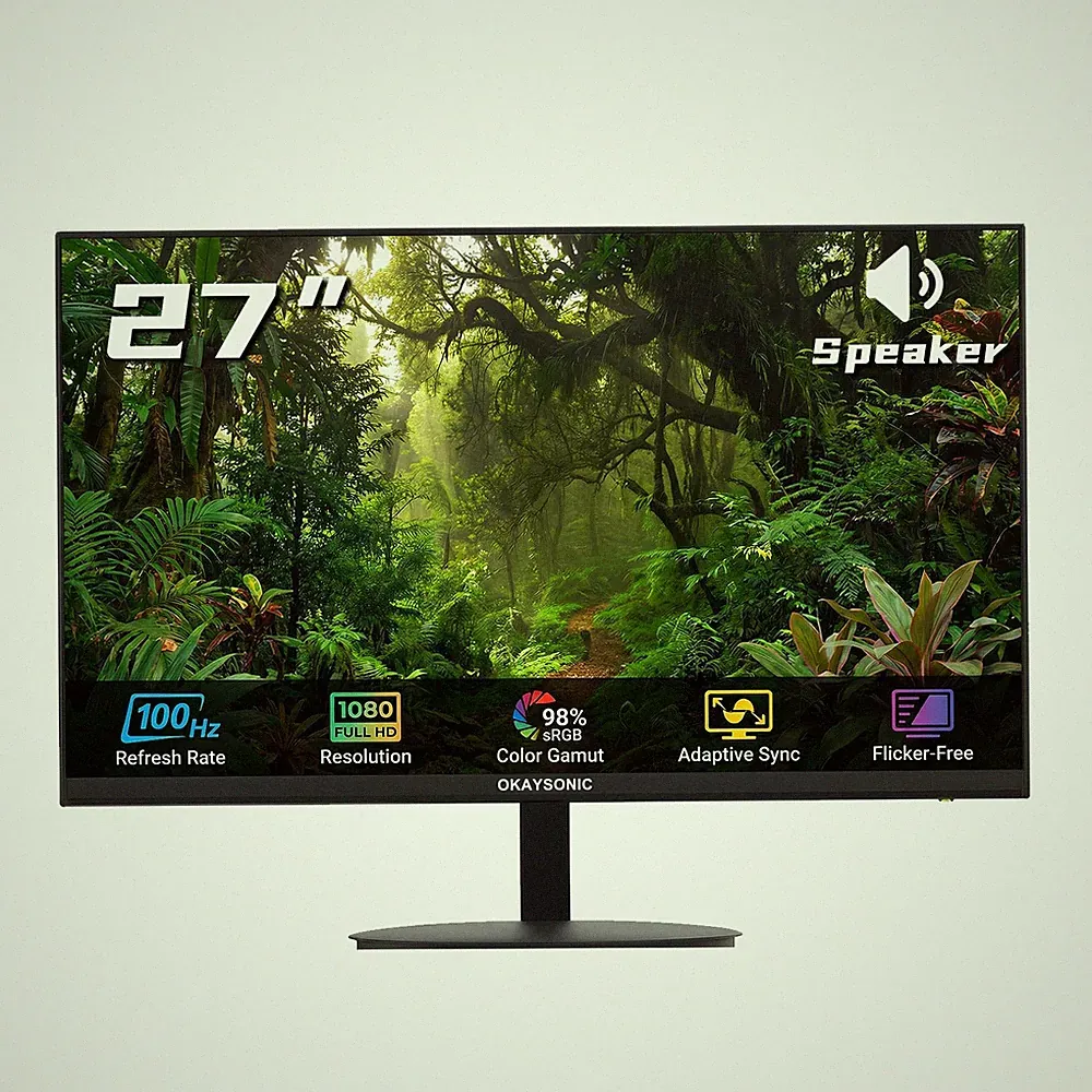 27 Inch Monitor - 1080P, VA, Full HD, Frameless, 100Hz, 1ms, Adaptive-Sync, f...