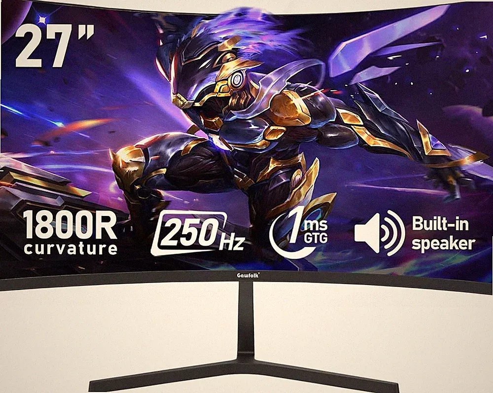 27 Inch PC Computer Screen,1800R Curved Gaming 250Hz Monitors, FHD 1080p 1ms,...