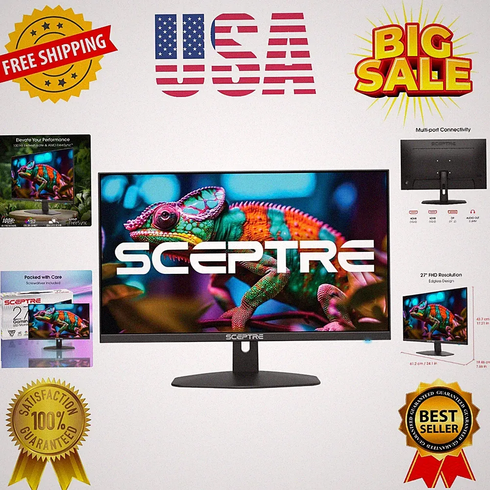 27-inch Prime Gaming Monitor 100Hz 1ms DisplayPort HDMI x2 100% sRGB AMD Free...