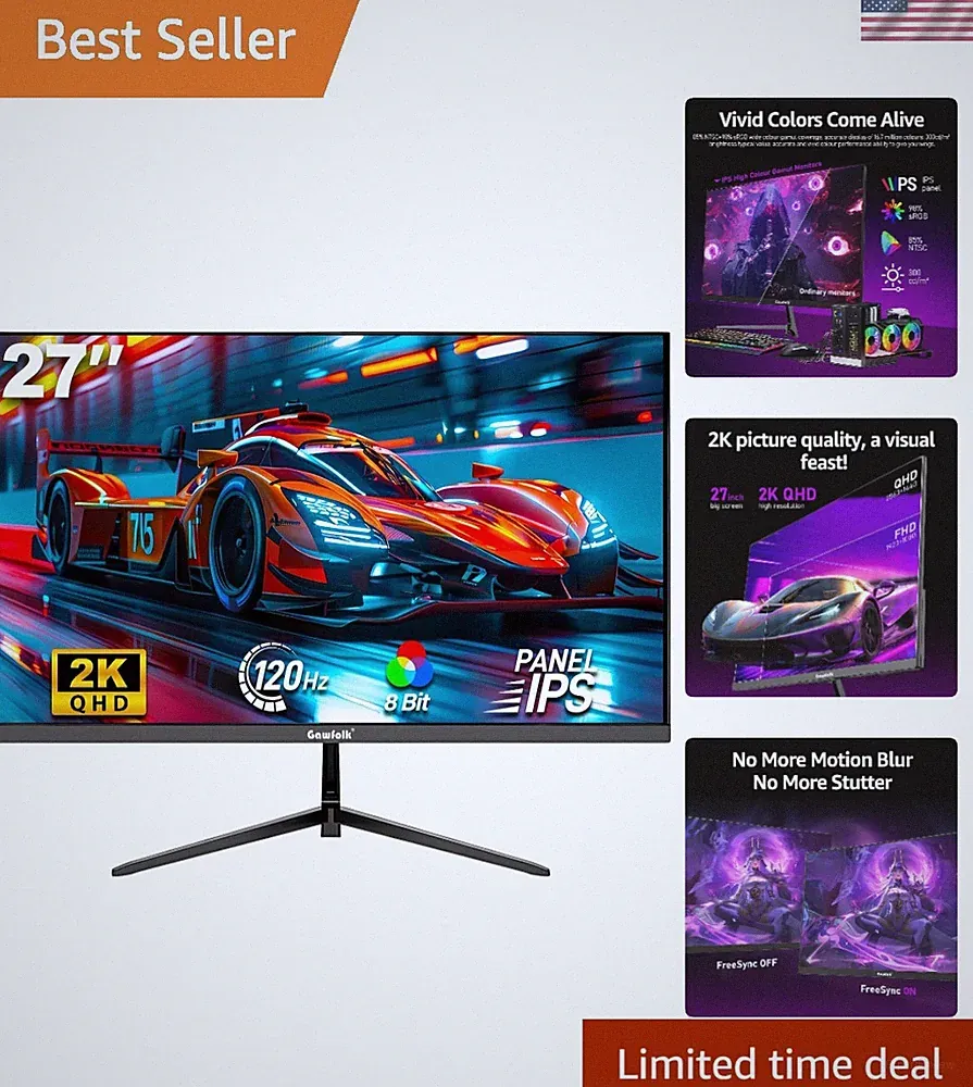27-Inch QHD 120Hz Gaming Monitor - Ultra-Thin IPS Screen with Eye Care Features