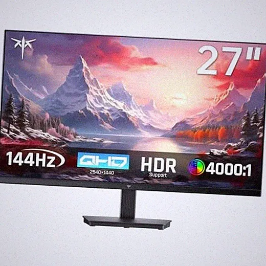 27 Inch QHD 144Hz Gaming Monitor 2K 1440P FreeSync & G-Sync 27-inch Black