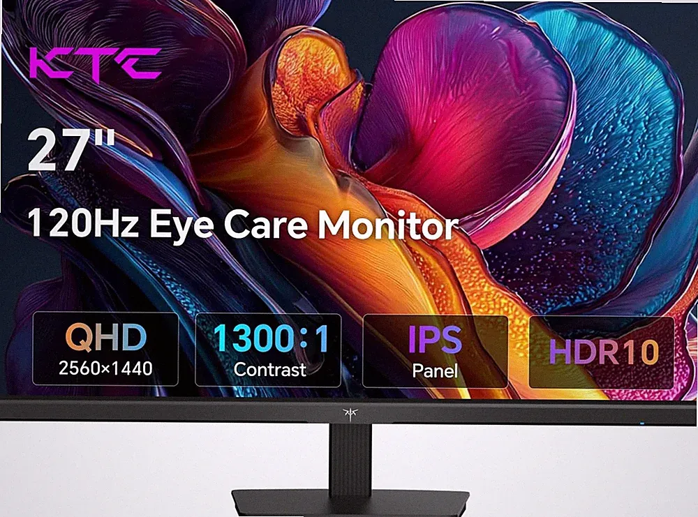 27 Inch QHD Computer Monitor 100Hz, up to 120Hz, IPS Panel, 2K 1440P PC Gaming M