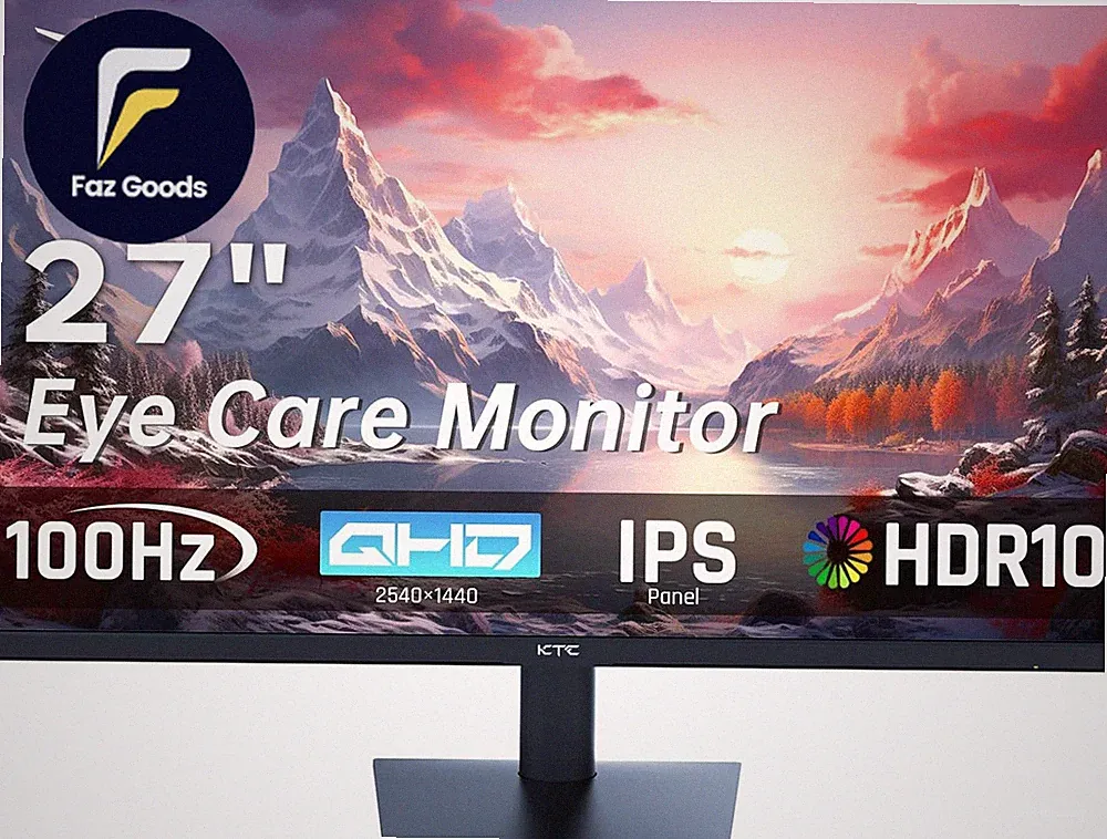 27 Inch QHD Computer Monitor 2K 100Hz IPS Gaming Monitor 1440P Frameless Eye