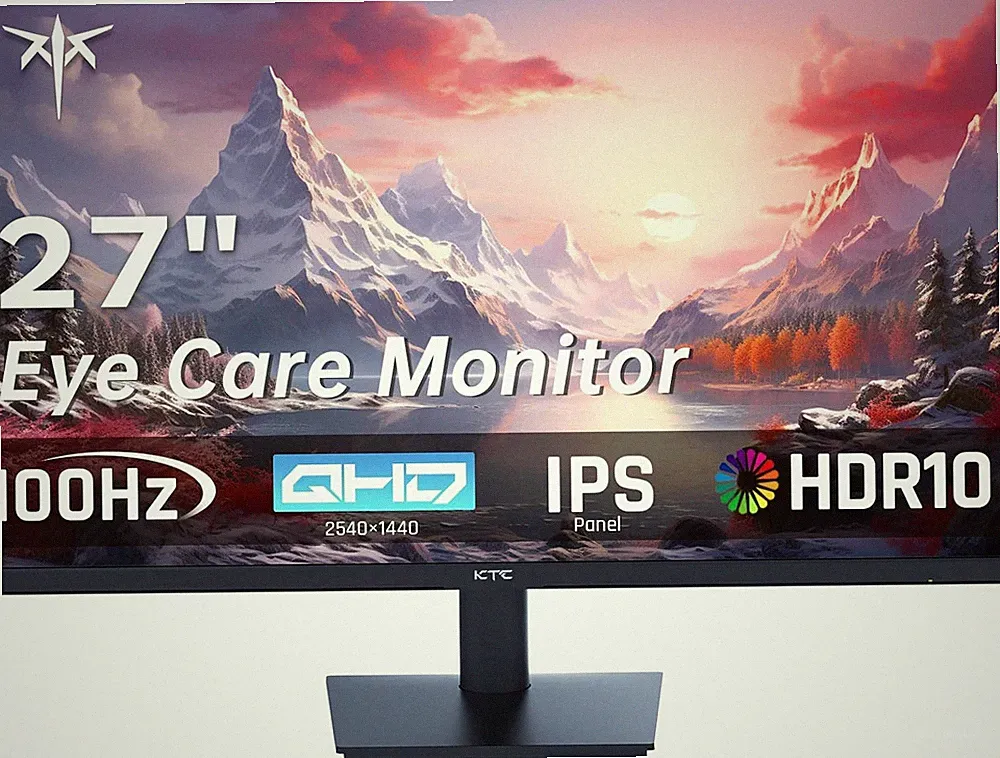 27 Inch QHD Computer Monitor, 2K 100Hz IPS Gaming Monitor, 1440P Frameless Eye C