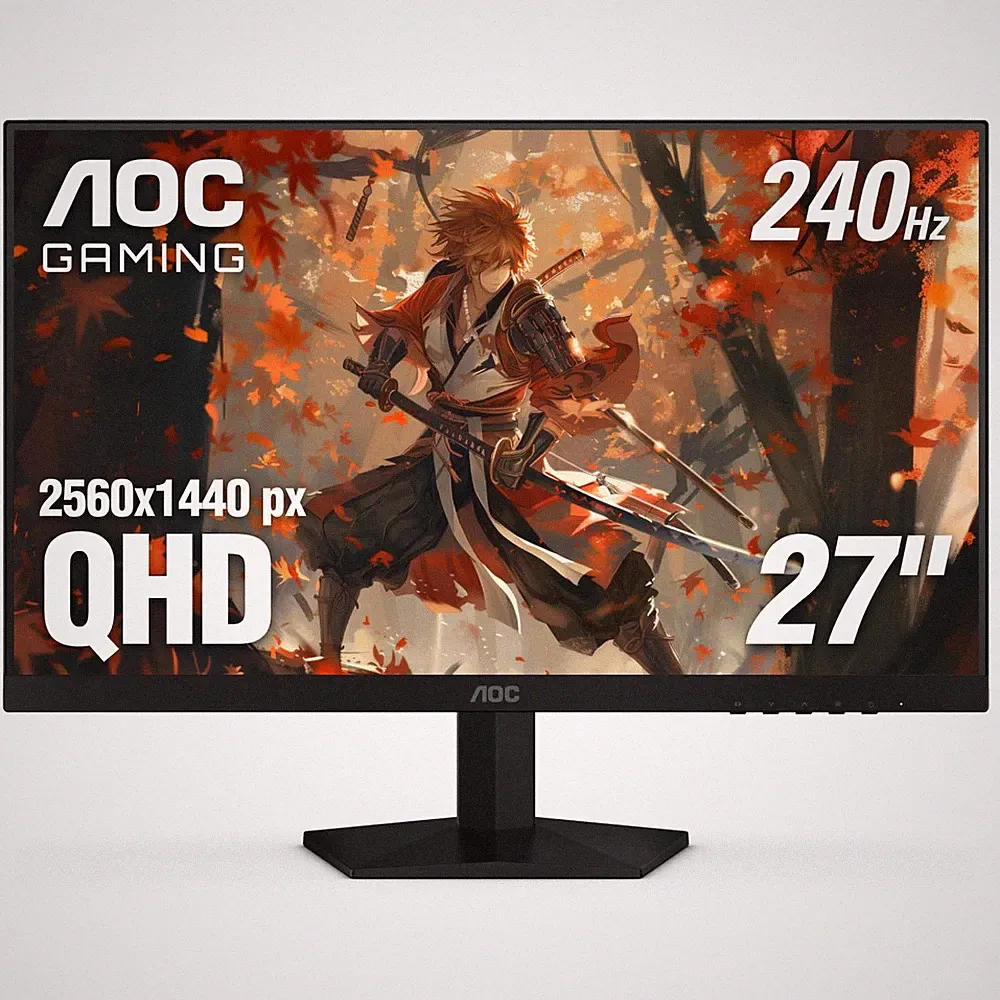 27 Inch QHD Gaming Monitor 240Hz 0.3ms, Overclock 260Hz, IPS, 2560x1440, G-Sy...