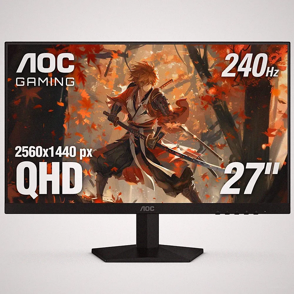 27 Inch QHD Gaming Monitor 240Hz 0.3ms, Overclock 260Hz, IPS, 2560x1440, G-Sy...