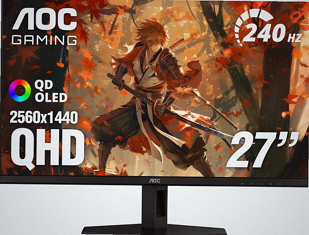 27" QD OLED Gaming Monitor, QHD 2560X1440, 240Hz, 0.03Ms Gtg, G-SYNC Compatible